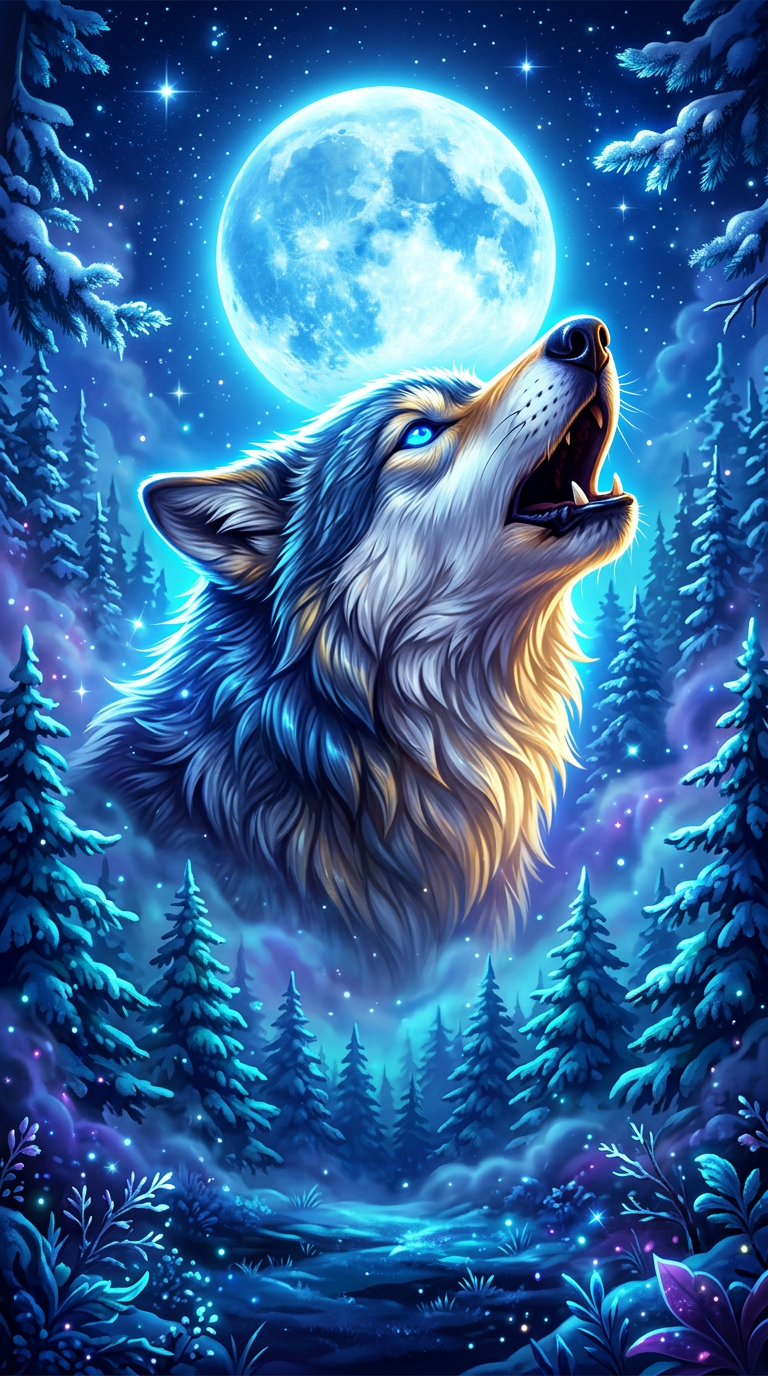 Moonlit Wolf slot machine cover art